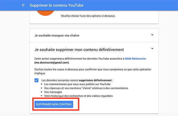 comment supprimer youtube