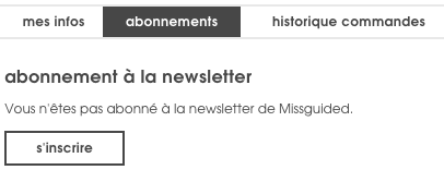 inscrire newsletter missguided
