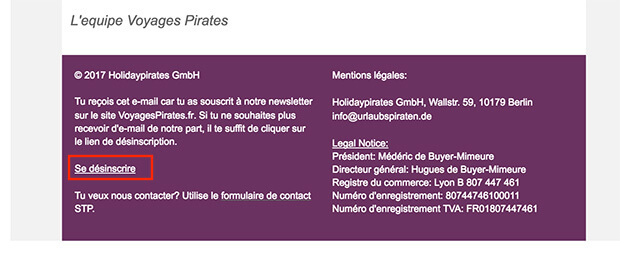 comment supprimer les newsletters voyages pirates