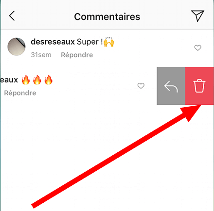 supprimer commentaire insta iphone